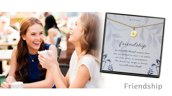 dainty gold compass necklace with friendship poem
