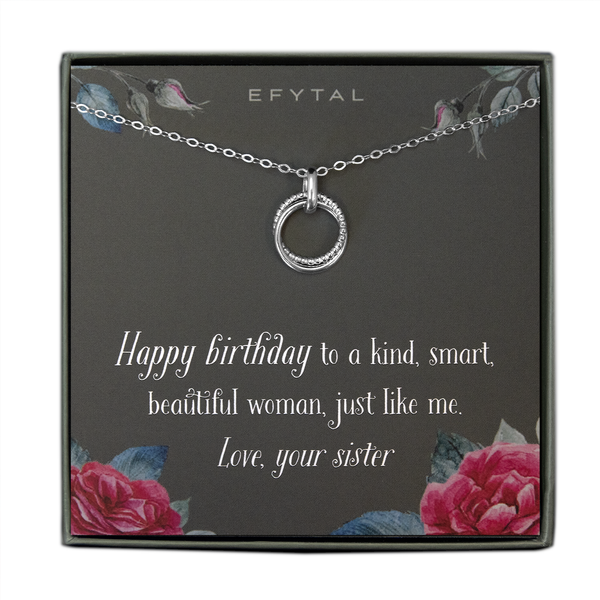 EFYTAL Sister Connected Ring Necklace • Funny Birthday Gift for