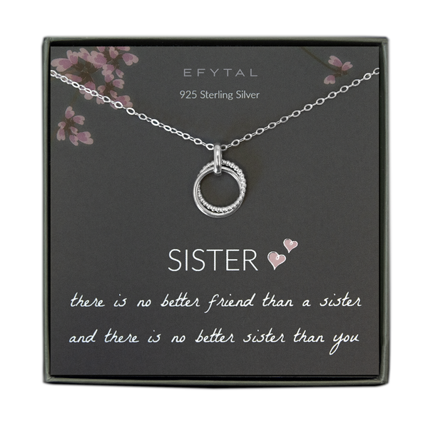EFYTAL Connected Ring Necklace Sister to Sister Gift Ideas