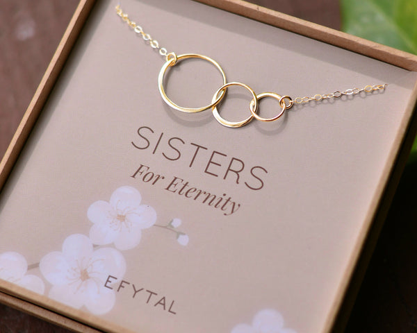 josie three ring necklace goldtone sisters for eternity
