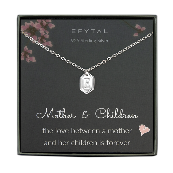 EFYTAL Sterling Silver Initial Necklace • Mother's Initial Necklace