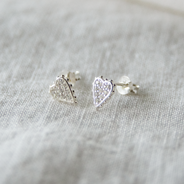 ★TATIANA★ Silver 925 Amelie Heart Earrings EC1689 1705912 Sterling Silver CZ Heart Earrings • Daughter or Niece