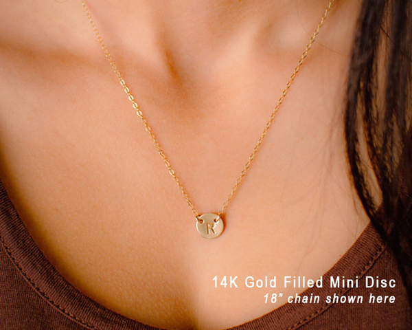 mini two hole initial necklace (3/8"), silver or gold