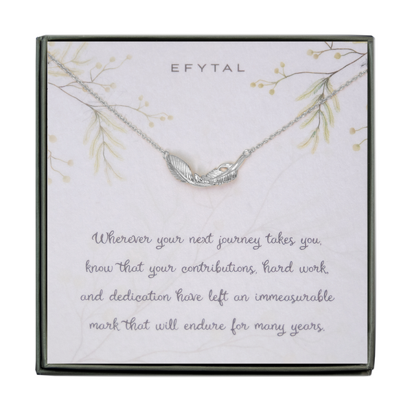 constance feather necklace, silver or gold • next journey