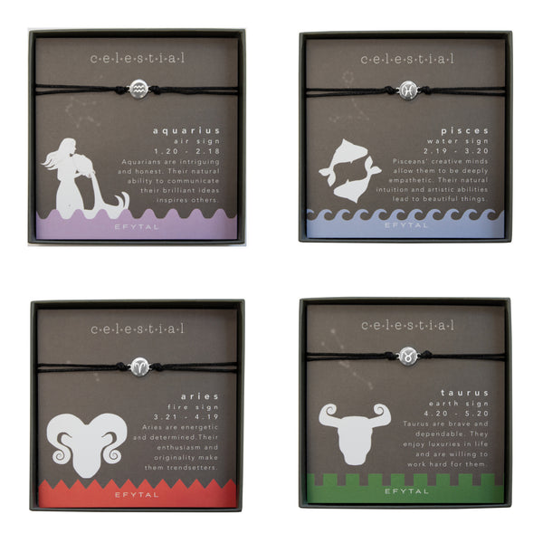 ceres zodiac black cord bracelet • celestial card