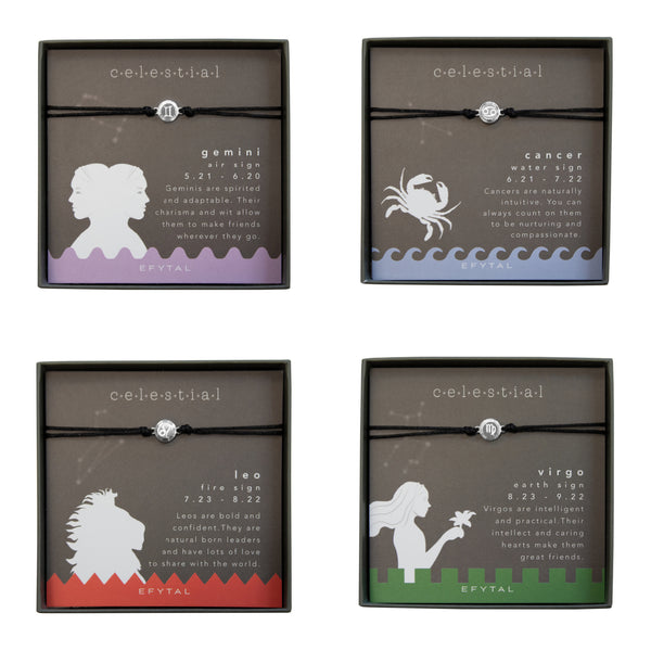 ceres zodiac black cord bracelet • celestial card