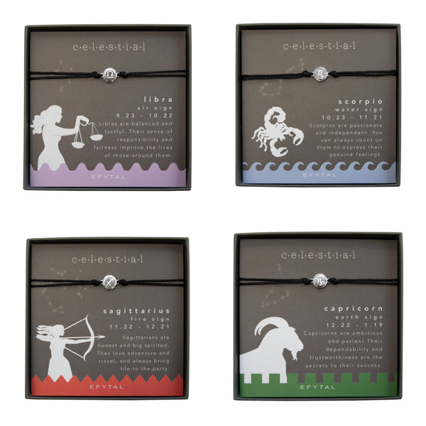 ceres zodiac black cord bracelet • celestial card