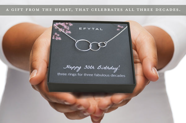 josie three ring necklace, silver or gold • happy 30th birthday