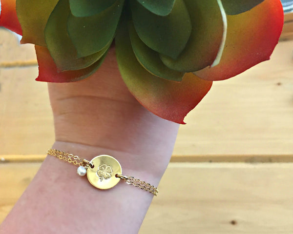 erin lucky shamrock bracelet, silver or gold • a little good luck