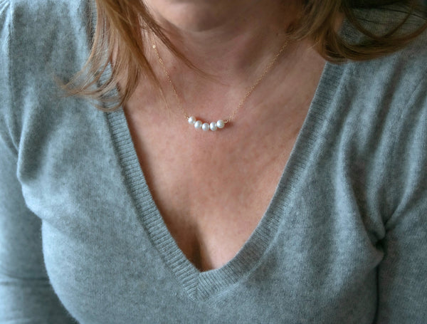 alexa pearl bar necklace • birthday - strength, beauty, wisdom