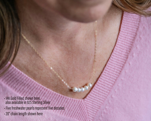 alexa pearl bar necklace • birthday - strength, beauty, wisdom