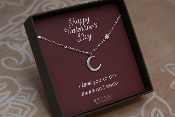amaris moon & star necklace • valentine, love you to the moon