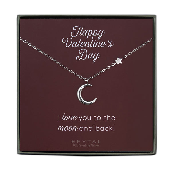 amaris moon & star necklace • valentine, love you to the moon