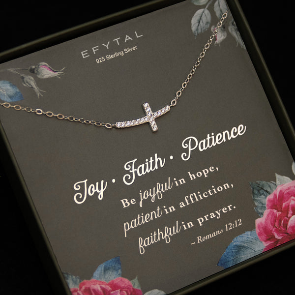 avery adorned cross necklace • joy faith patience