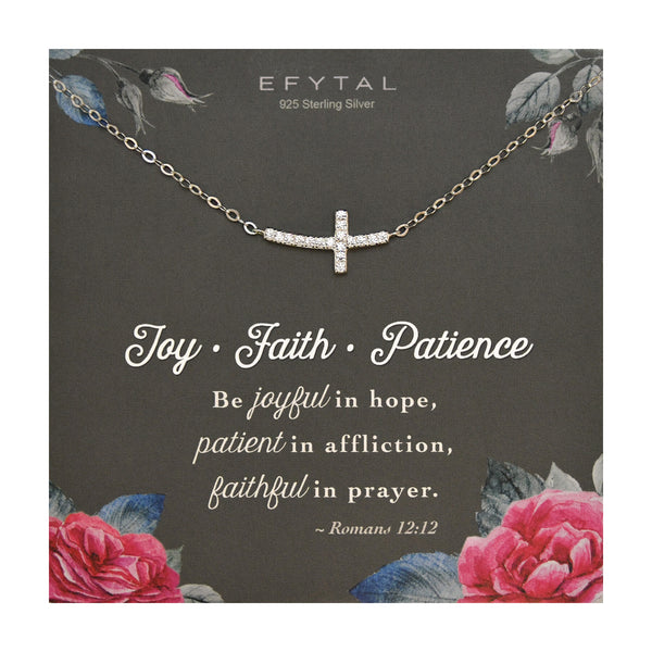 avery adorned cross necklace • joy faith patience
