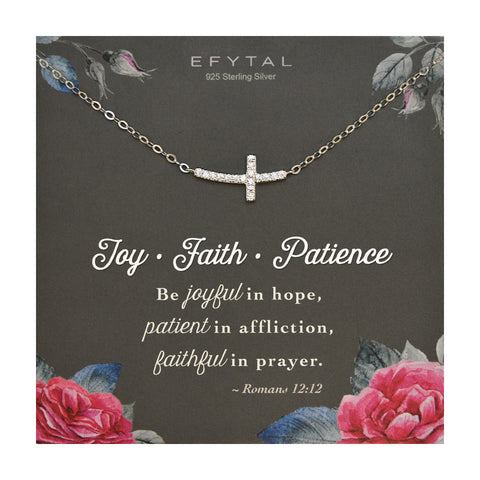 avery adorned cross necklace • joy faith patience