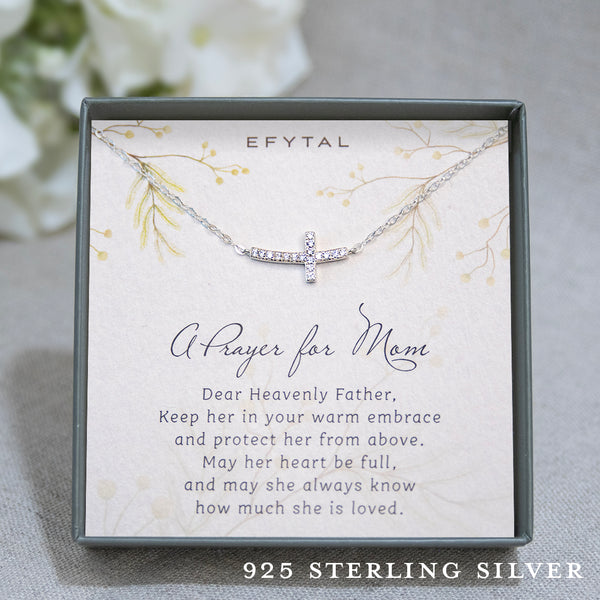 avery adorned cross necklace • prayer for mom