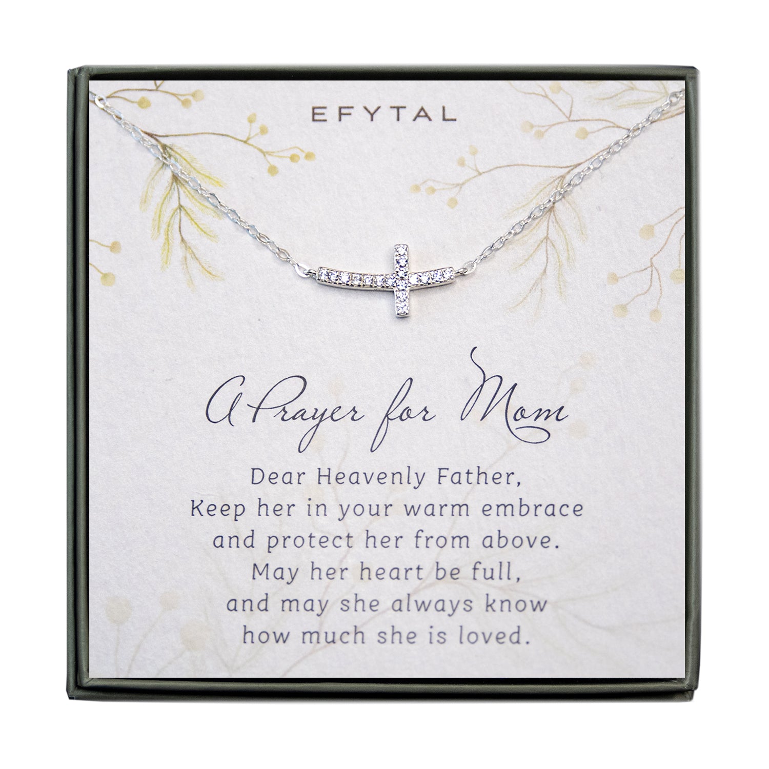Sterling Silver Cross Necklace for Mom • EFYTAL Keepsake Jewelry