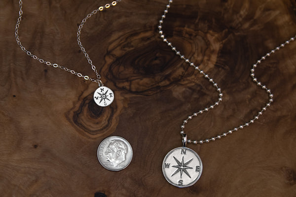 boone + nellie compass necklace set • moon and back