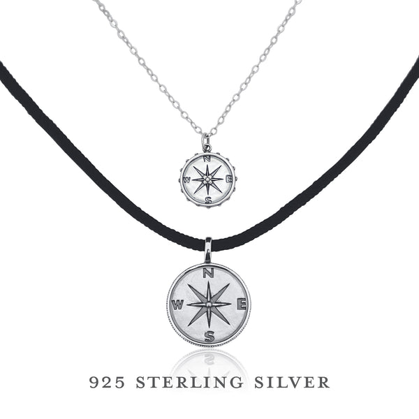 boone + nellie compass necklace set • moon and back