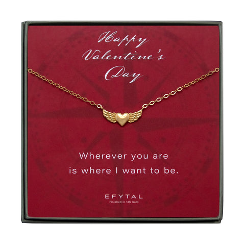 cara winged heart necklace • valentine, wherever you go
