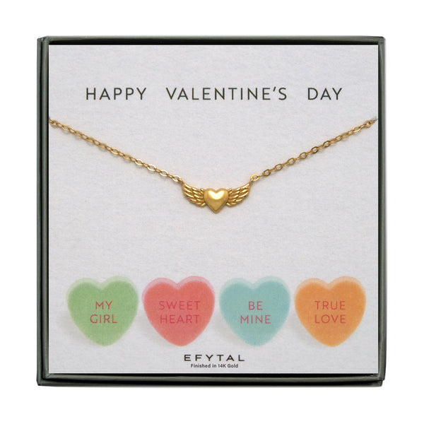 cara winged heart necklace • valentine, candy hearts