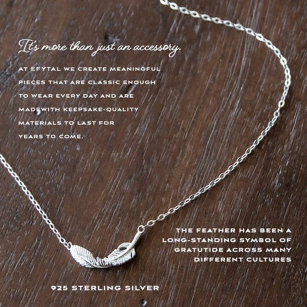 constance feather necklace, silver or gold • you'll be missed
