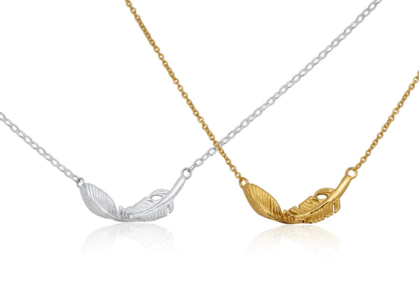 constance feather necklace, silver or gold • true friend
