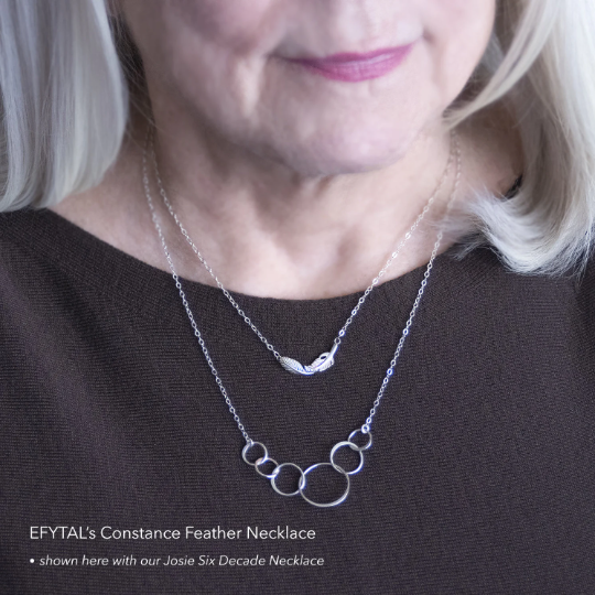 constance feather necklace, silver or gold • you'll be missed