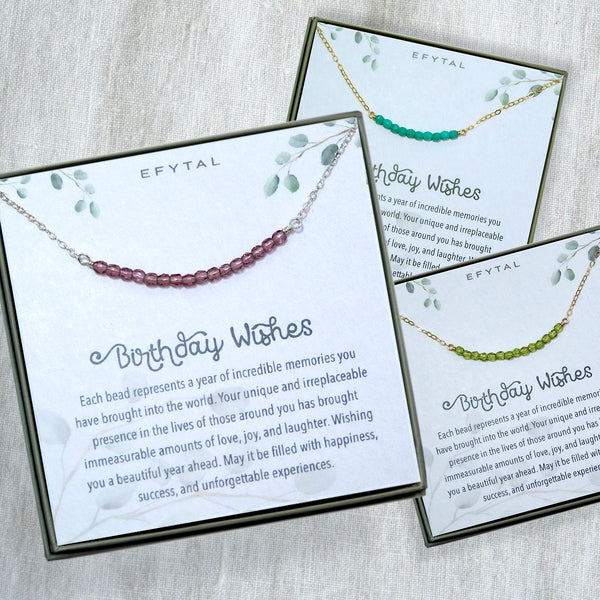 lia 12-20 bead necklace • birthday wishes