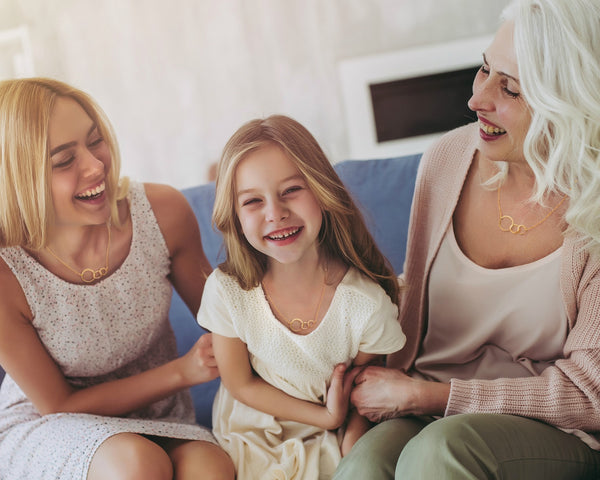 josie three ring necklace, silver or gold • generations, families