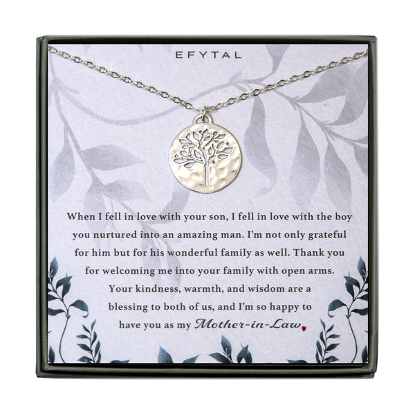 hannah silver tree of life necklace • mother in law, your son
