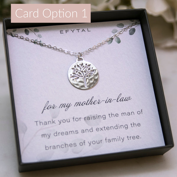 hannah silver tree of life necklace • mother in law, your son