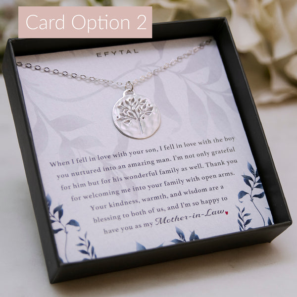 hannah silver tree of life necklace • mother in law, your son
