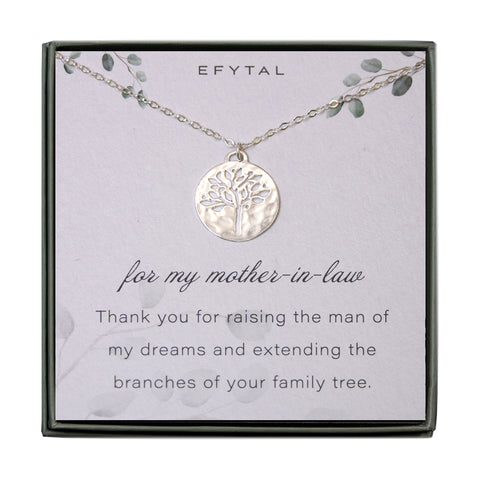 hannah silver tree of life necklace • mother in law, your son