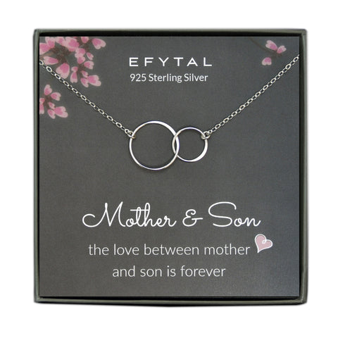 josie connected ring necklace, silver • mother & son