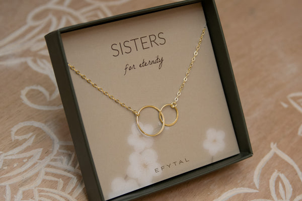 josie connected ring necklace, silver or gold • sisters for eternity