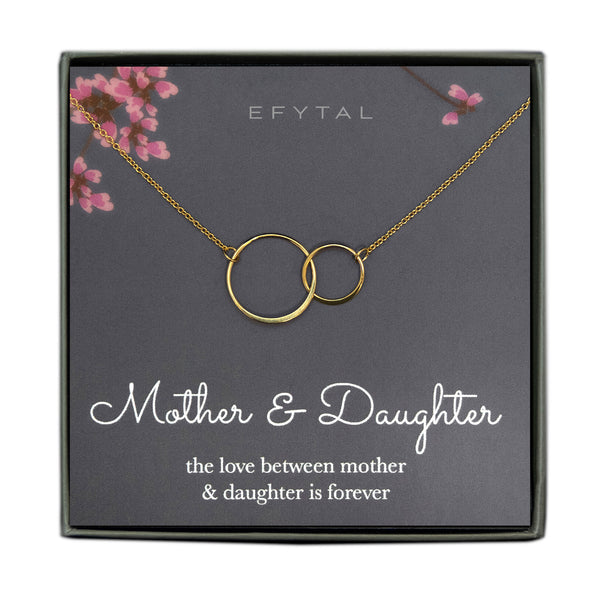 josie connected ring necklace, silver or gold • mother & daughter