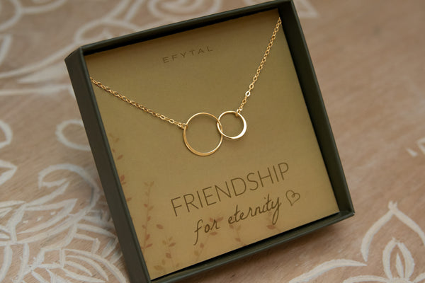 josie connected ring necklace, silver or gold • friendship for eternity