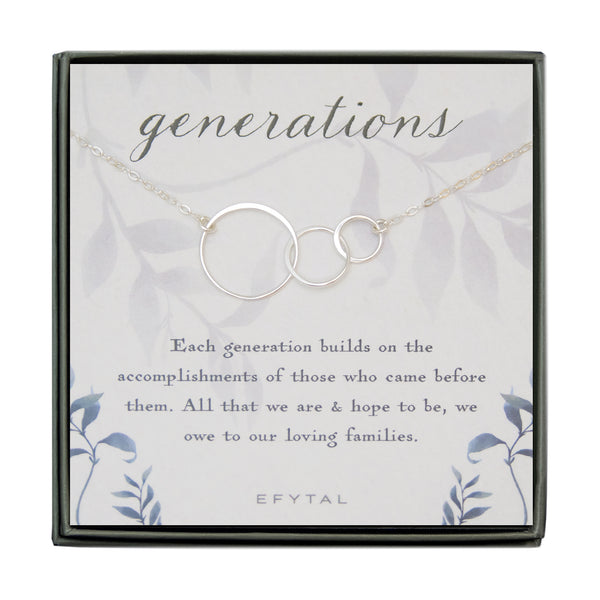 josie three ring necklace, silver or gold • generations, families