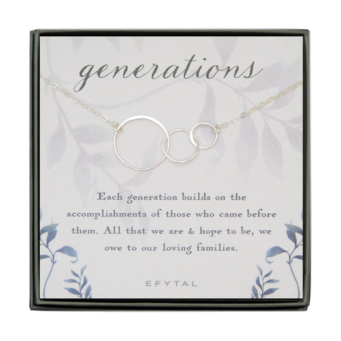josie three ring necklace, silver or gold • generations, families