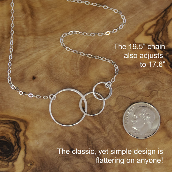josie three ring necklace, silver or gold • generations, families