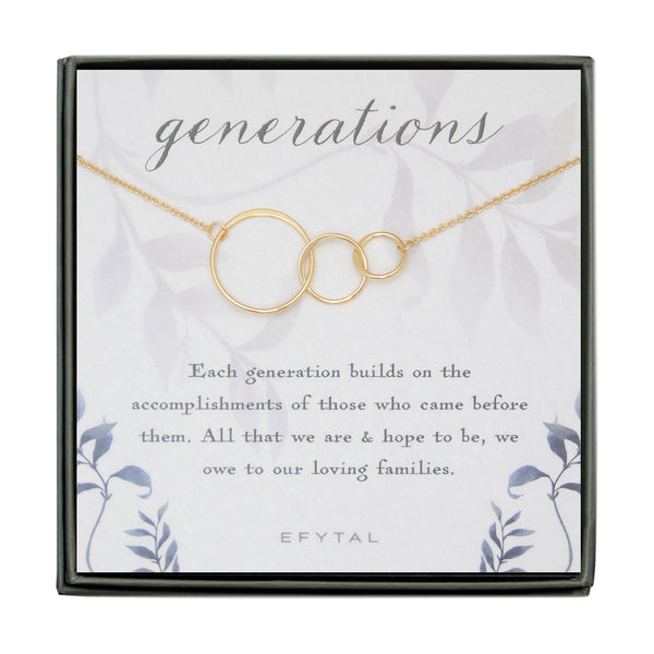 josie three ring necklace, silver or gold • generations, families