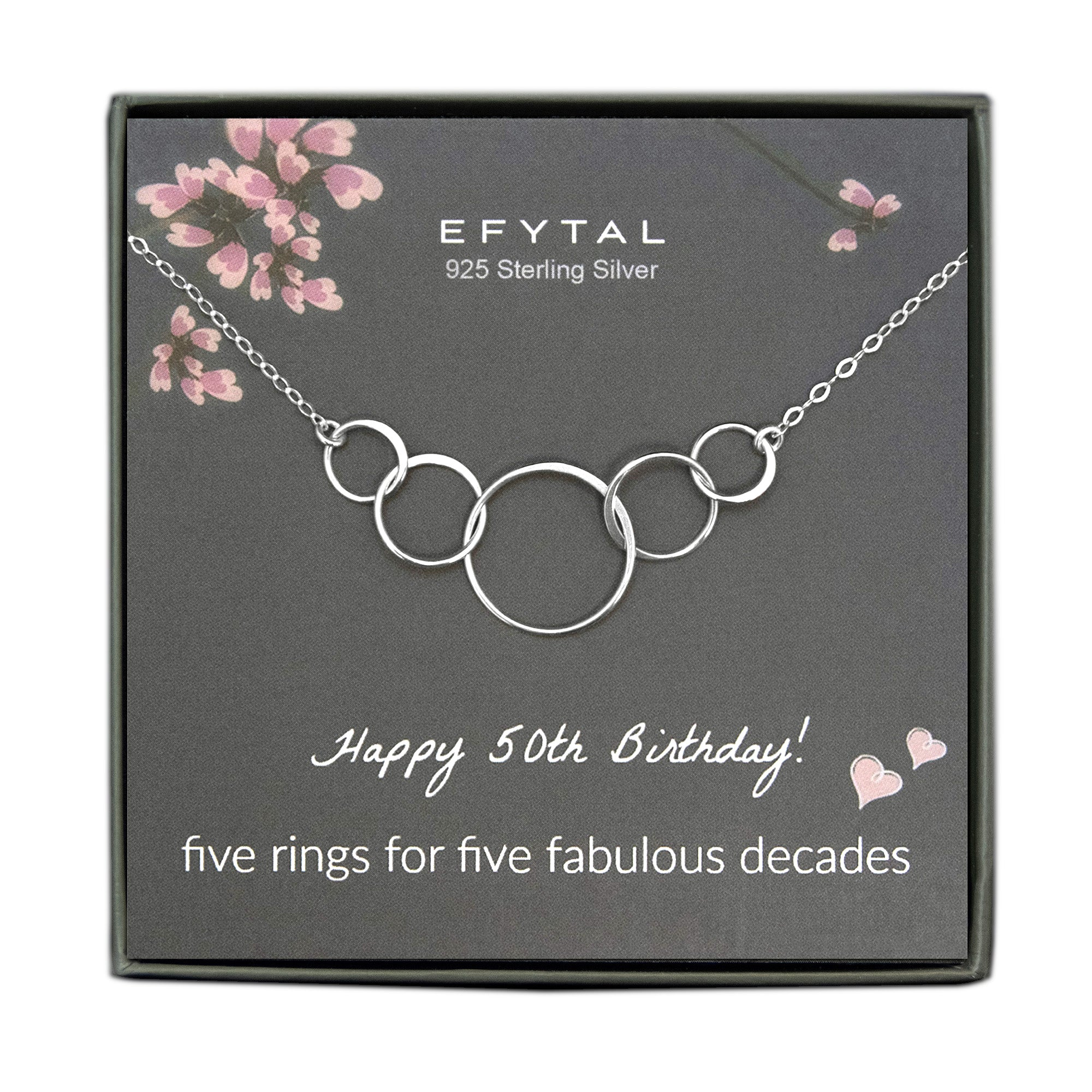 EFYTAL Five Decade Necklace • 50th Birthday Gift Idea for Her