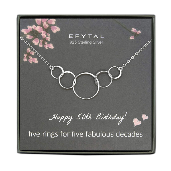 EFYTAL Eight Ring Necklace Best 80th Birthday Gift Idea for Her EFYTAL Jewelry