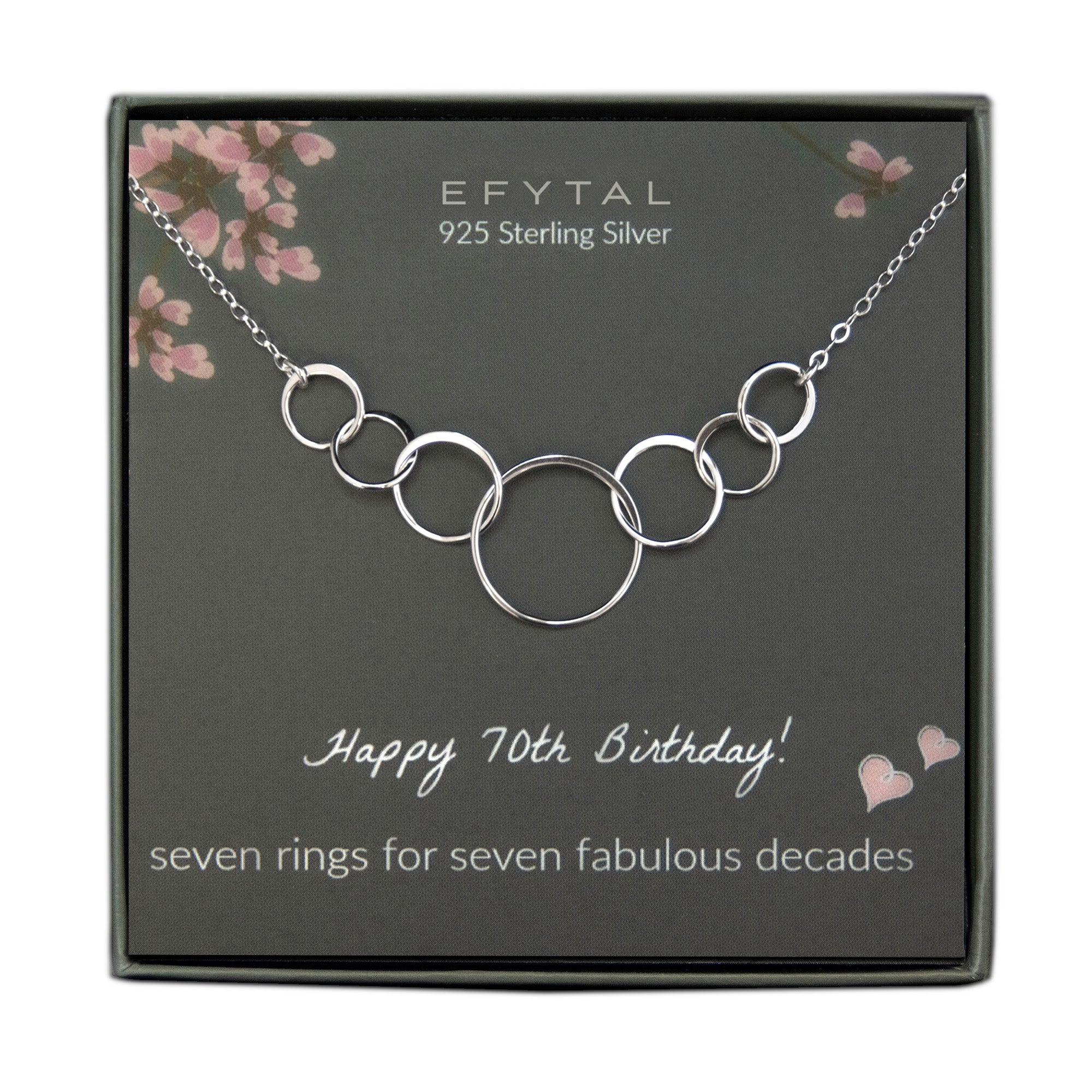 70 Year 70th Birthday Jewelry For Mom EFYTAL Sterling Silver 70th