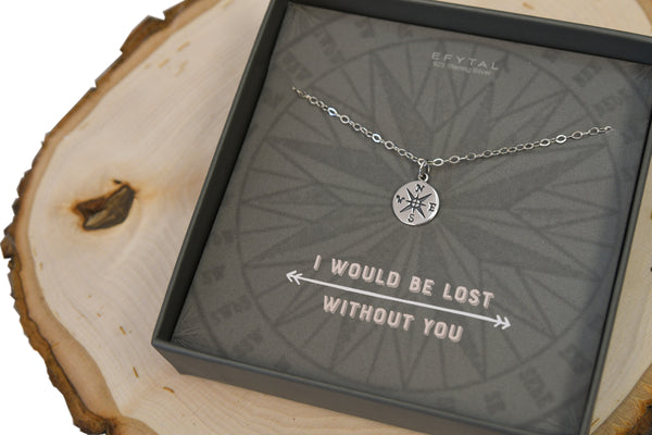 journey compass necklace, silver or gold • i would be lost without you