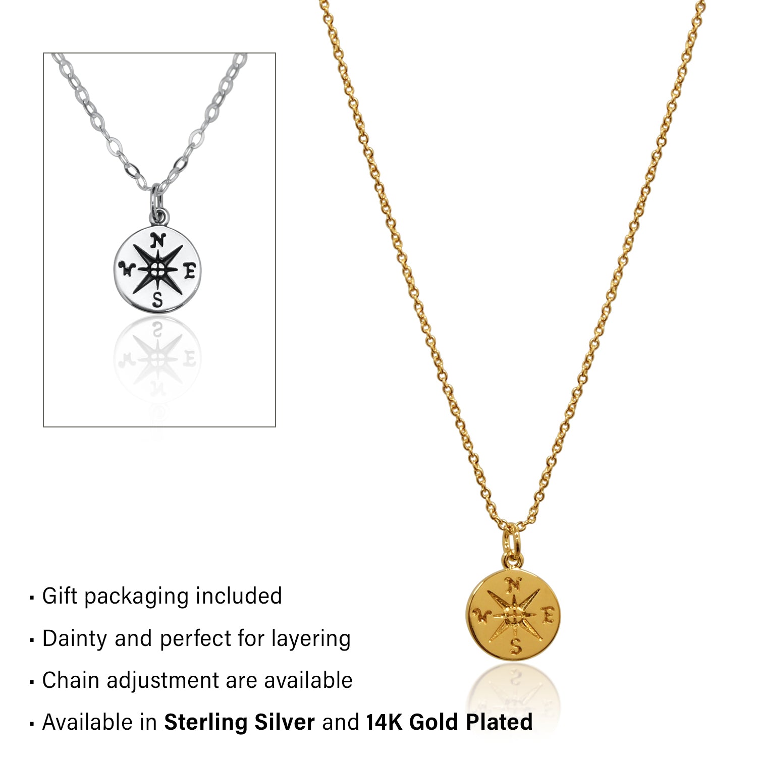 Sterling Silver Scroll Compass Charm - Traditional UK Made Keychain Or Jewelry Charm