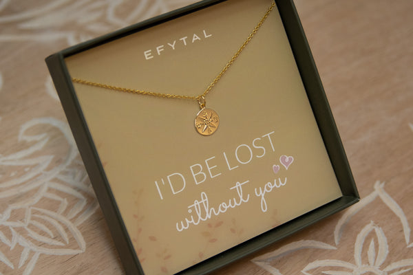 journey compass necklace, silver or gold • i'd be lost without you