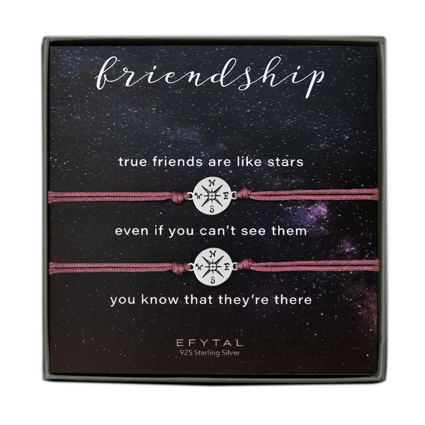 journey compass cord bracelet set • friends are like stars